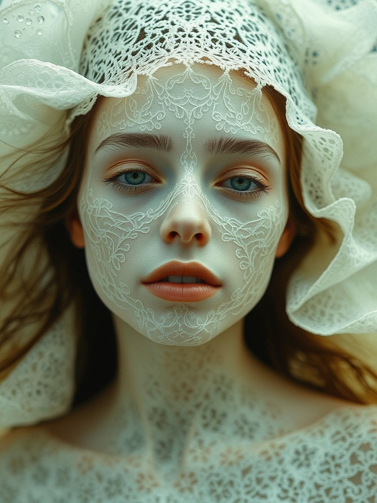 Ethereal Figures with Lace Skin: A Dream Woven in Silence