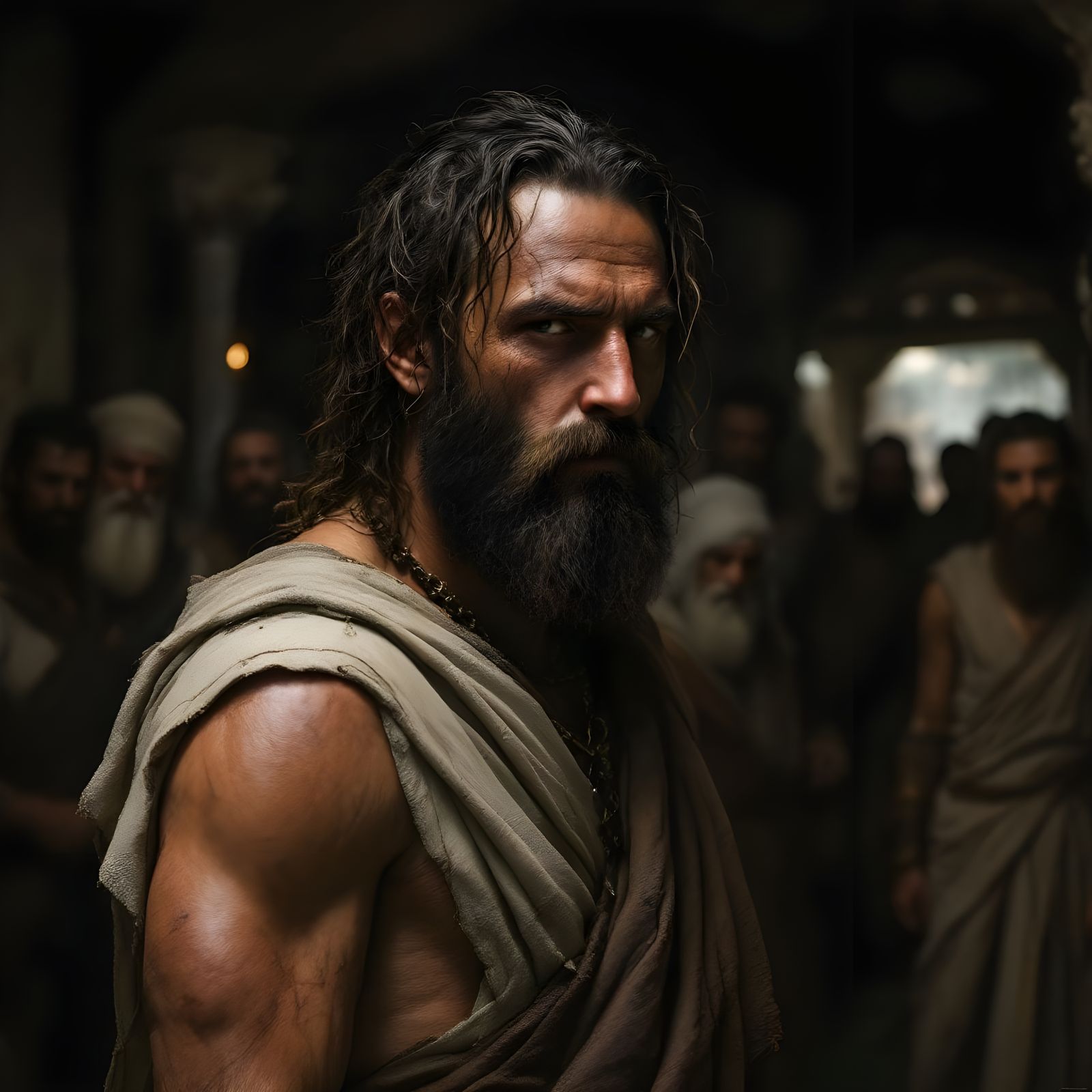 Resurrection Scene: Figure Emerging Wrapped in Linen