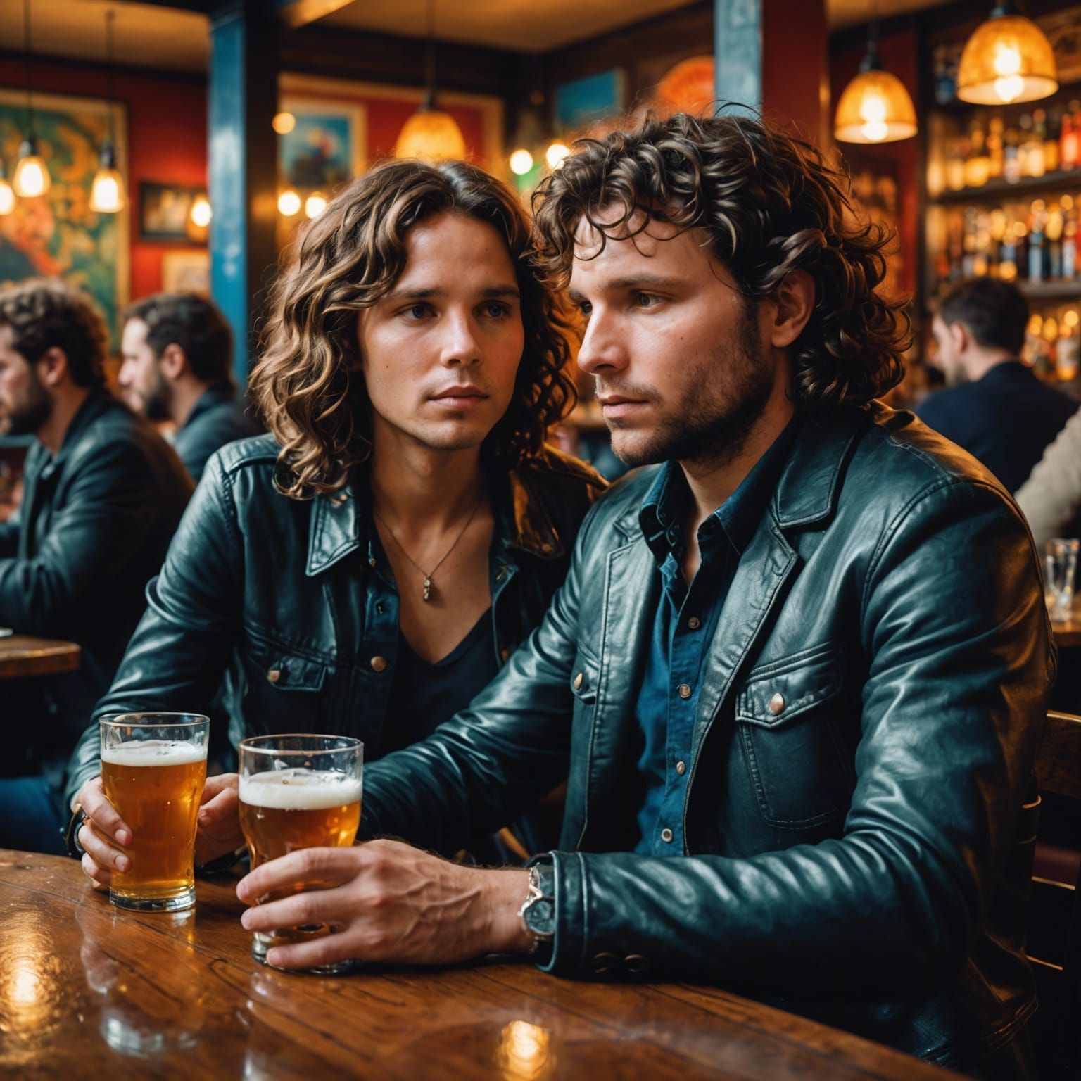 Jim Morrison in Paris Bistro: Hyperrealistic Splash Art