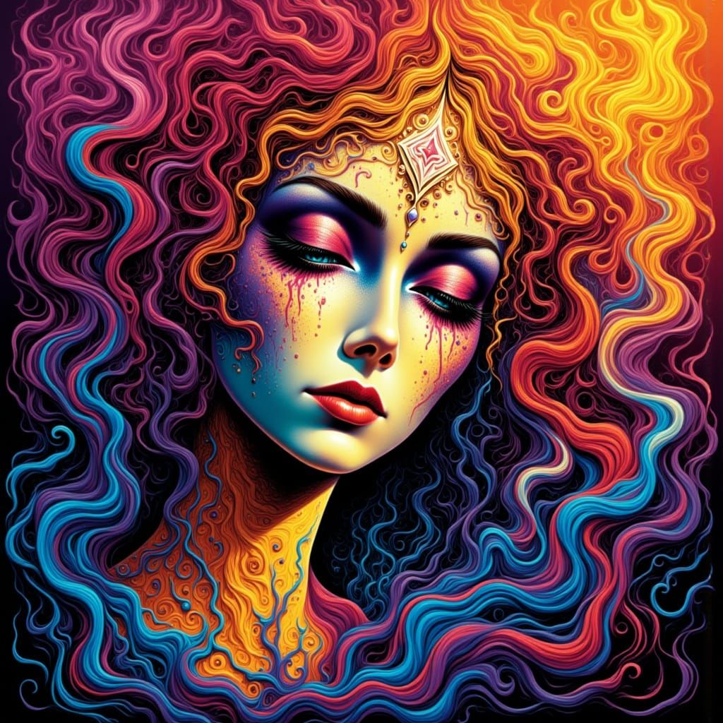 Surreal Woman Lost in Vibrant Colors
