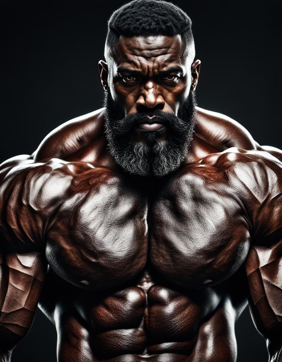 Black skin ,Beard, daddy ,muscular muscle man,8k resolution ...