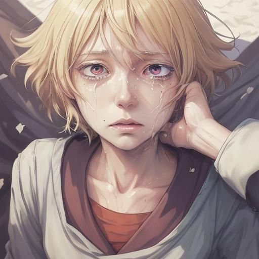 Sorrowful Anime Scene of Grief Over Loss