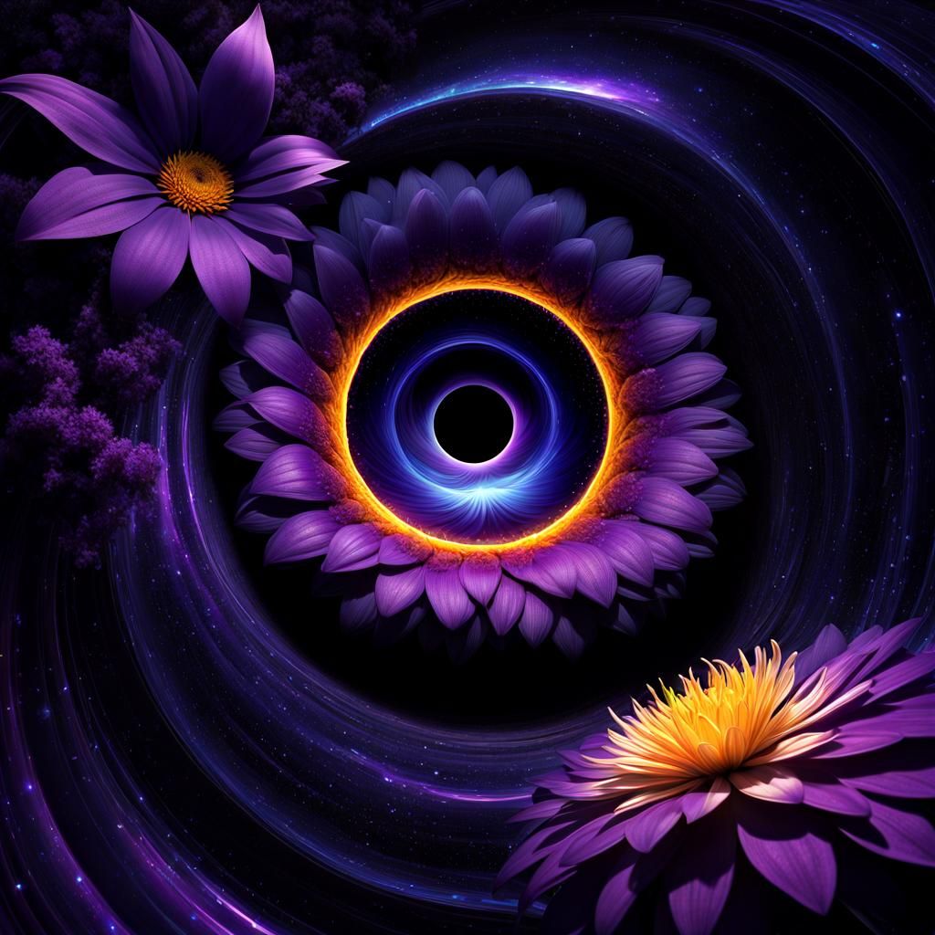 A flower is growing inside a black hole, relentless