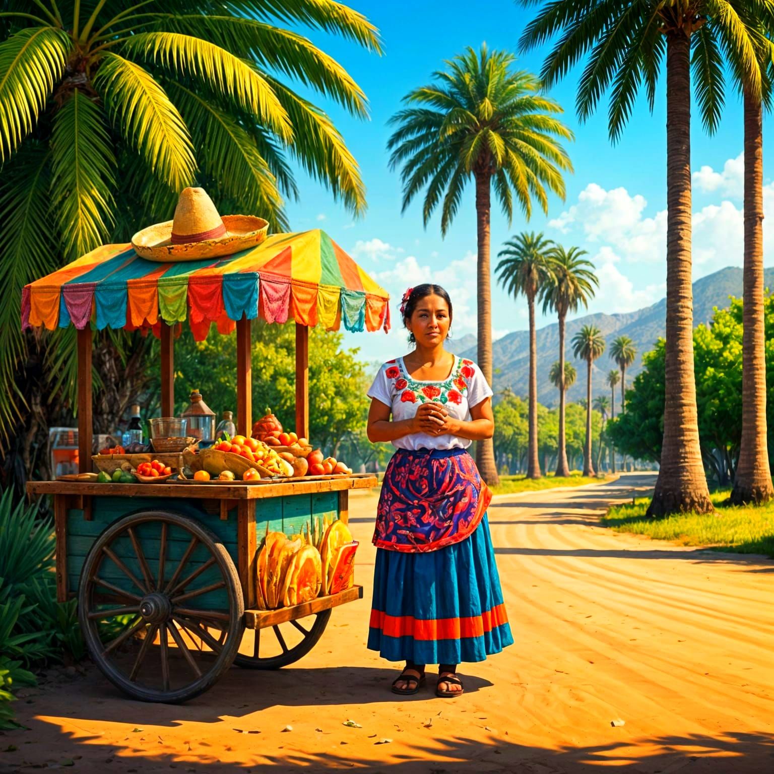 Taco Vendor Under Palm Tree