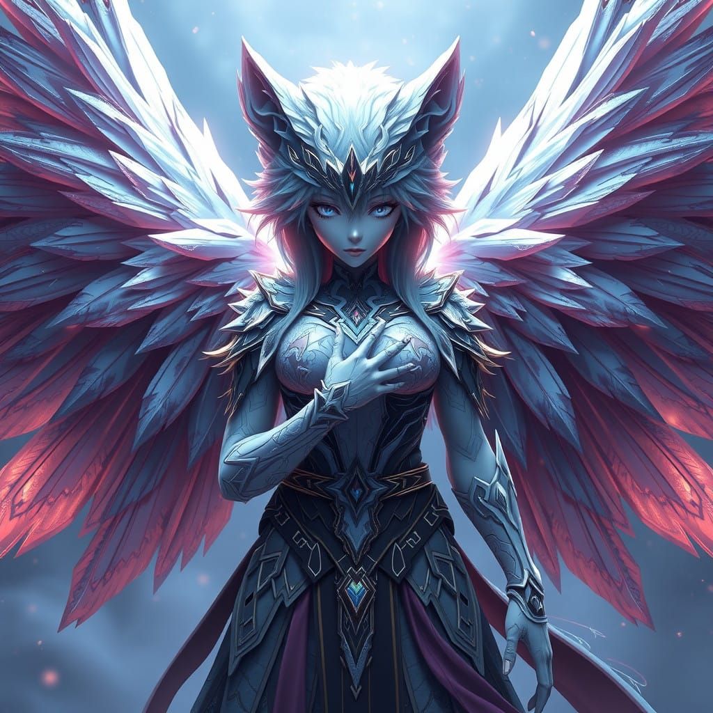 Angel Wolf in Icy Elegance