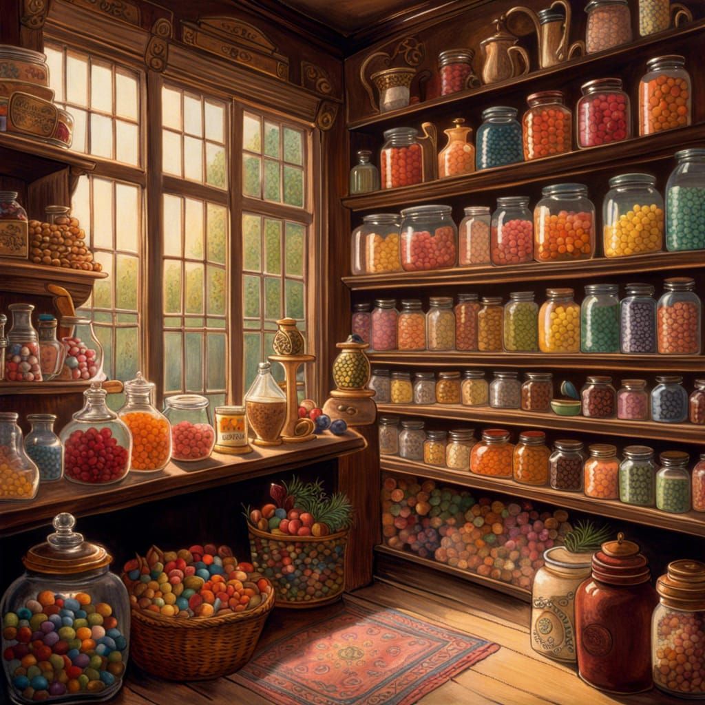 Charming Candy Store Interior in Storybook Style