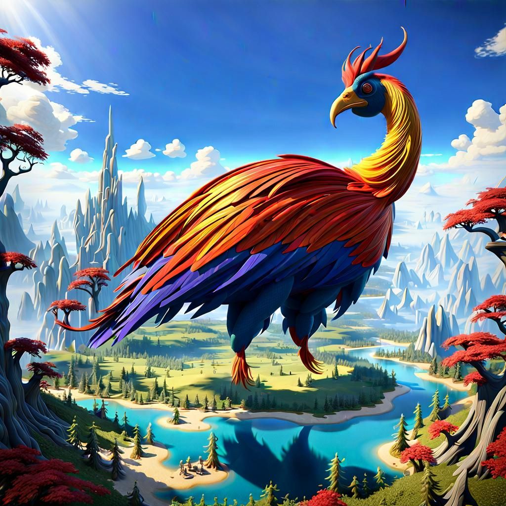 Fantasy Bird in Ethereal Anime-Inspired 3D Art