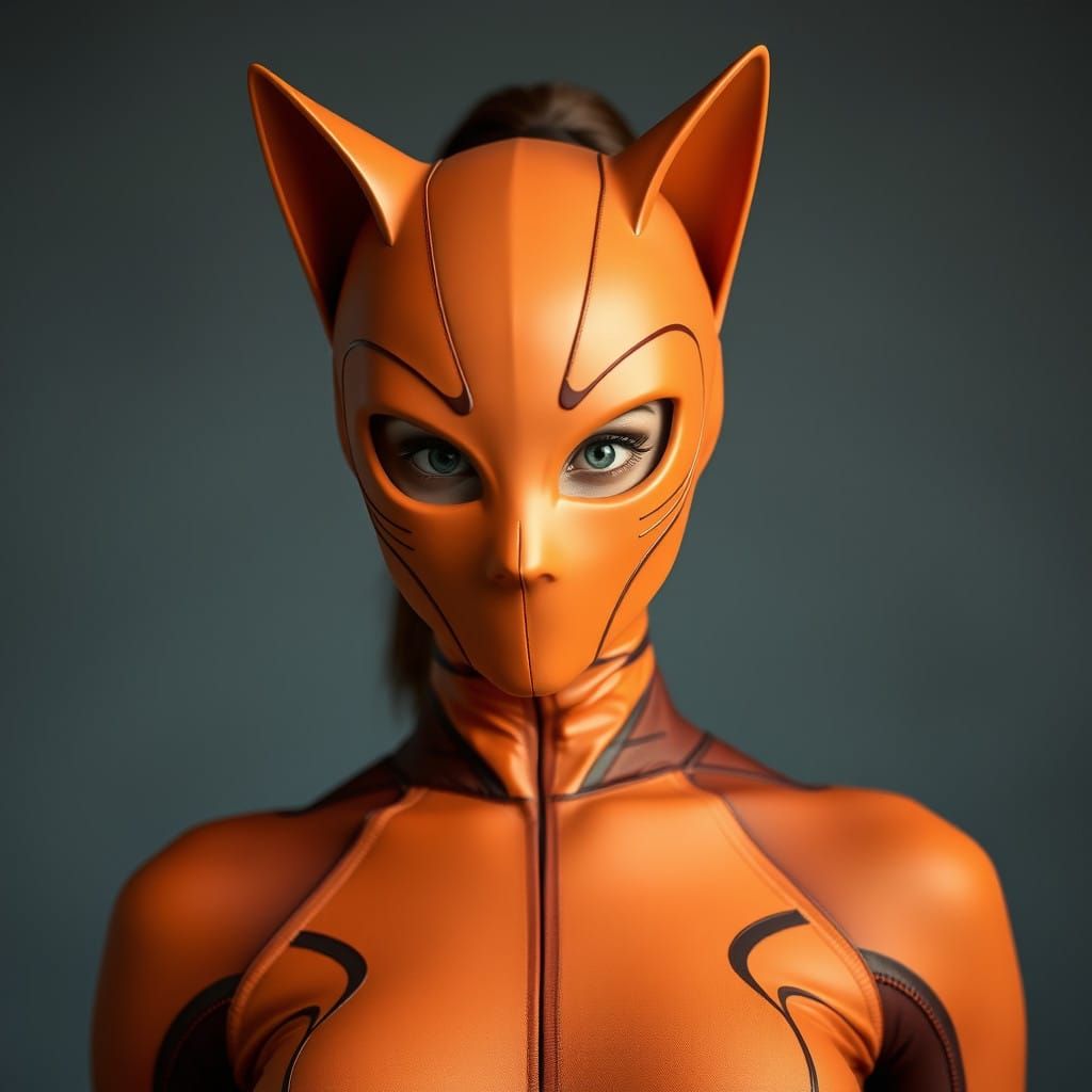 Woman in High-Gloss Lycra Catsuit