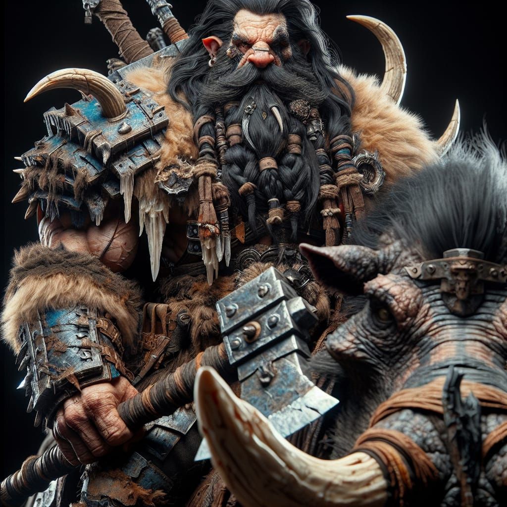 Armored Dwarf Warrior on Dire Warthog