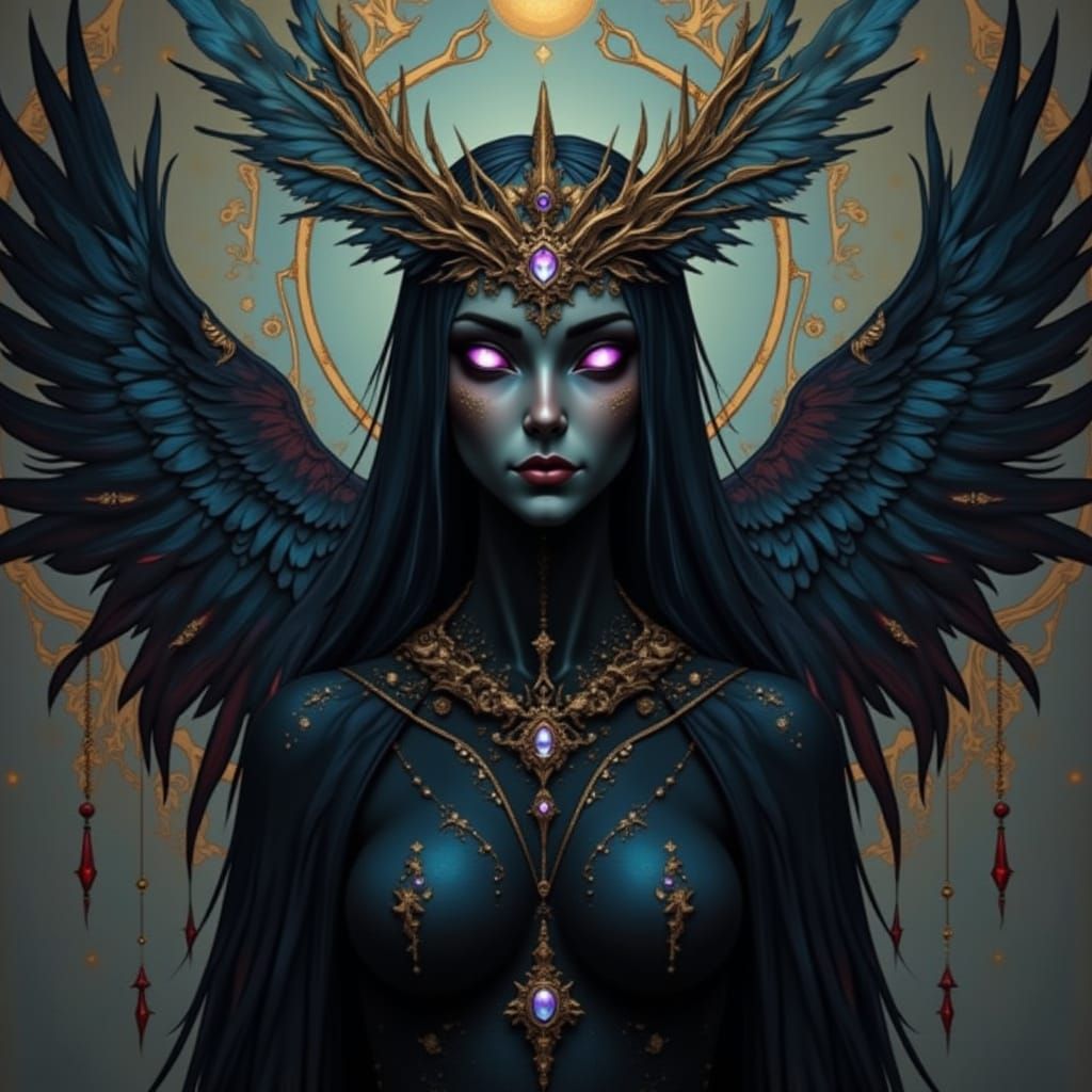 Fae Queen of Crows: Graffiti Art with Feather Crown