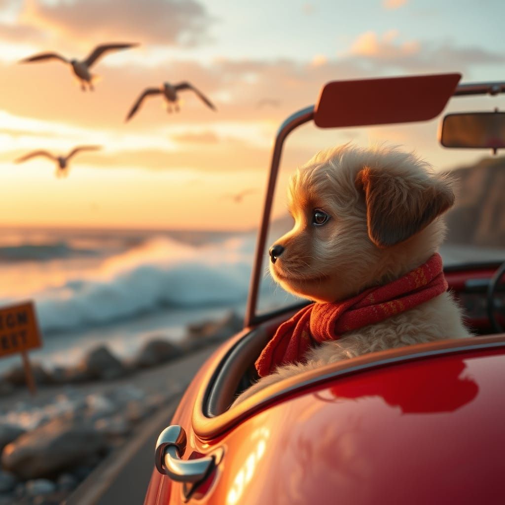 Puppy's Coastal Cruise: A Whimsical Adventure