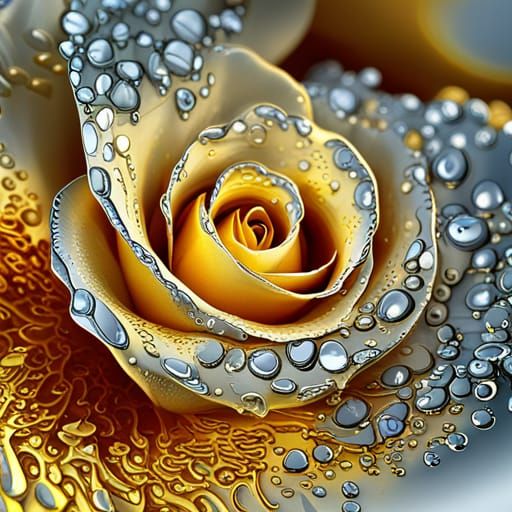 Silver and Gold Rose Macro Photograph in Unreal Engine 5