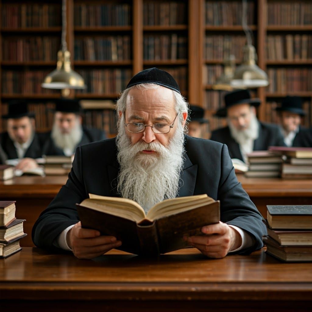 Elderly Hasidic Rabbi in Contemplative Study