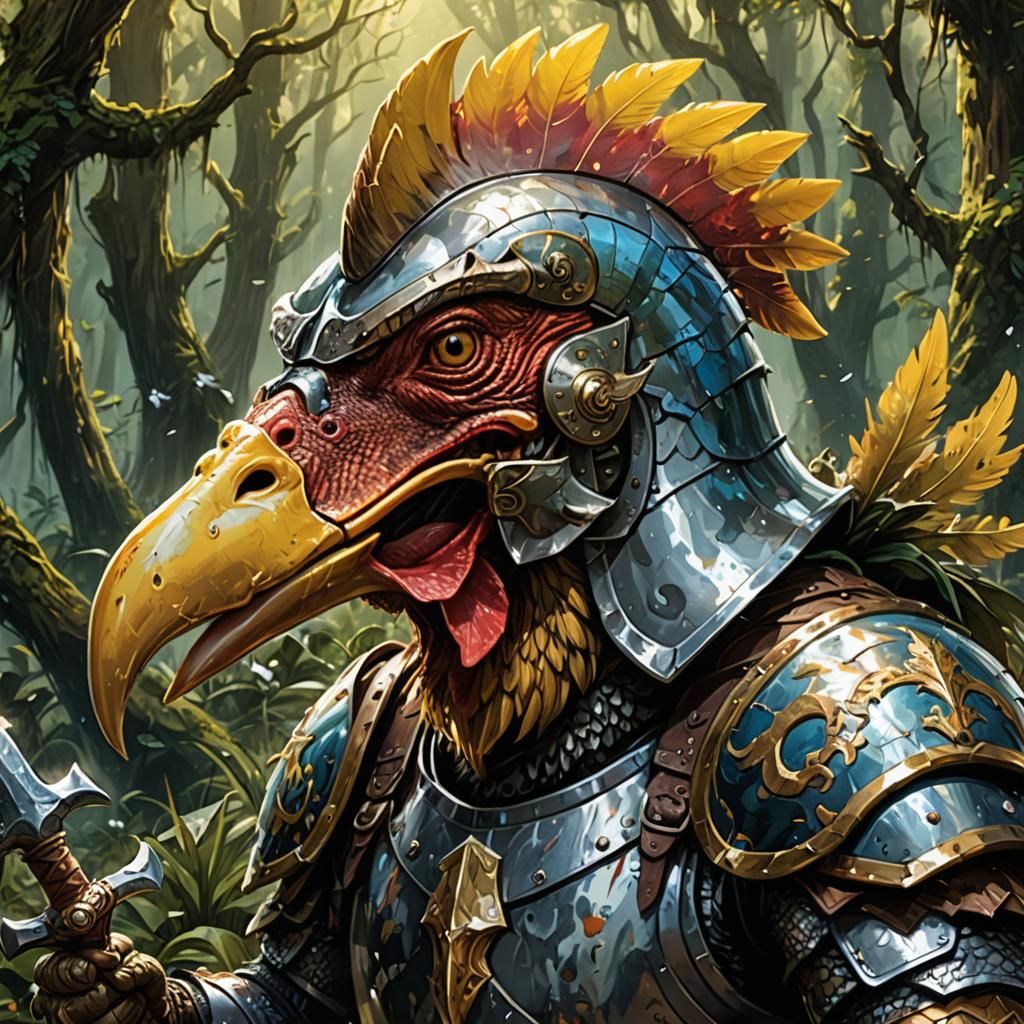Chicken Knight Rides Moorbounder in Magical Swamp