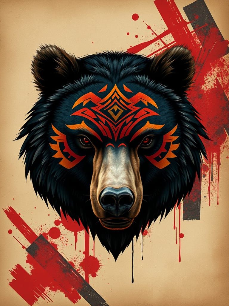 Majestic Tribal War Bear in Ancient Shamanic Rituals