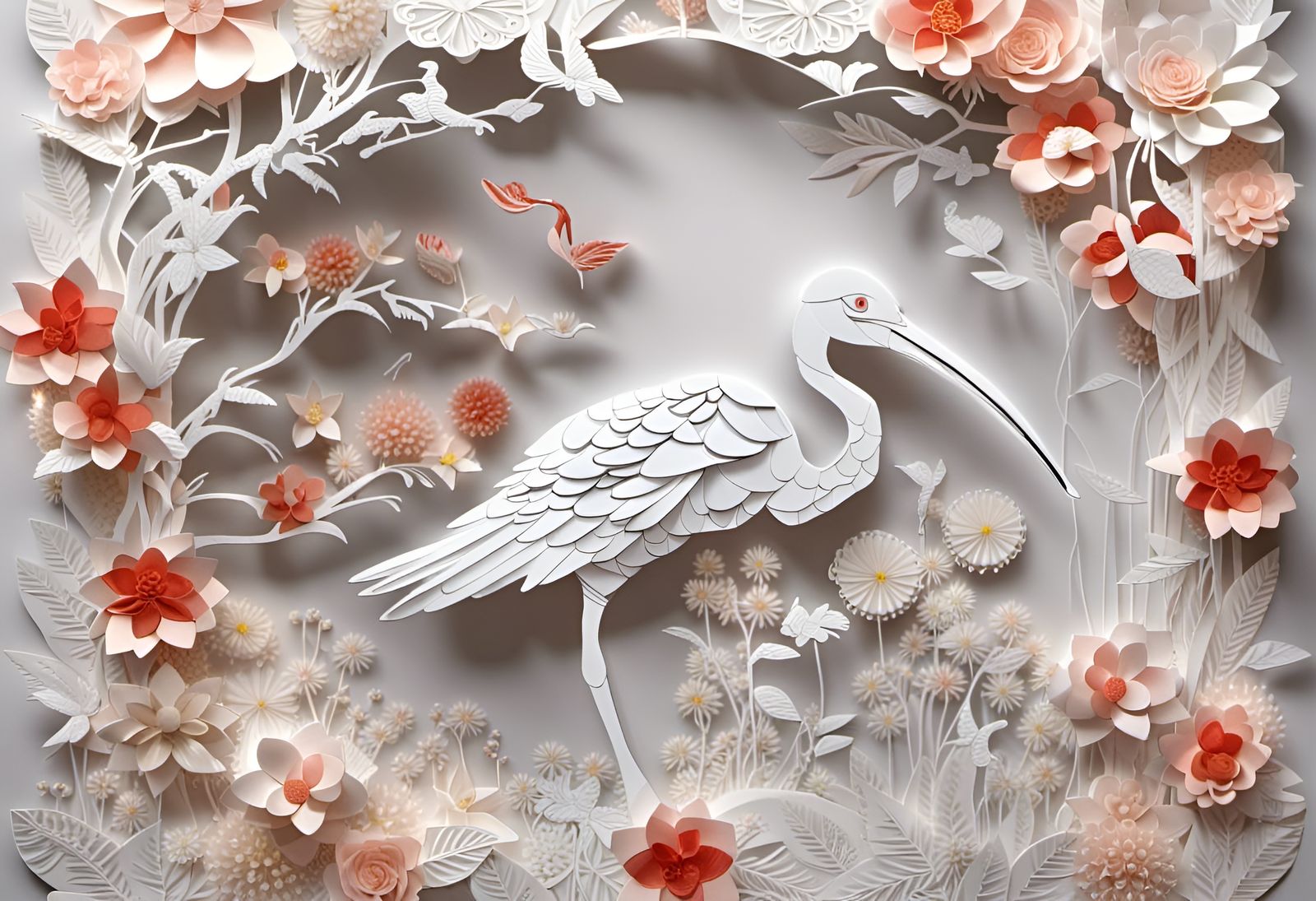 Paper Art, a beautiful Ibis.