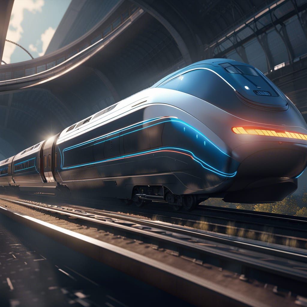 Futuristic Solar Bullet Train: Fantasy Concept Art