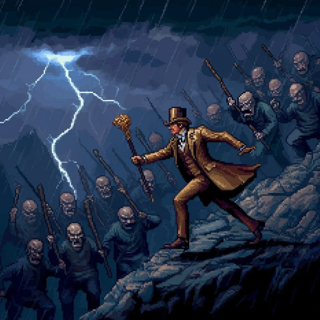 Pixel Art: Desperate Escape from Angry Mob