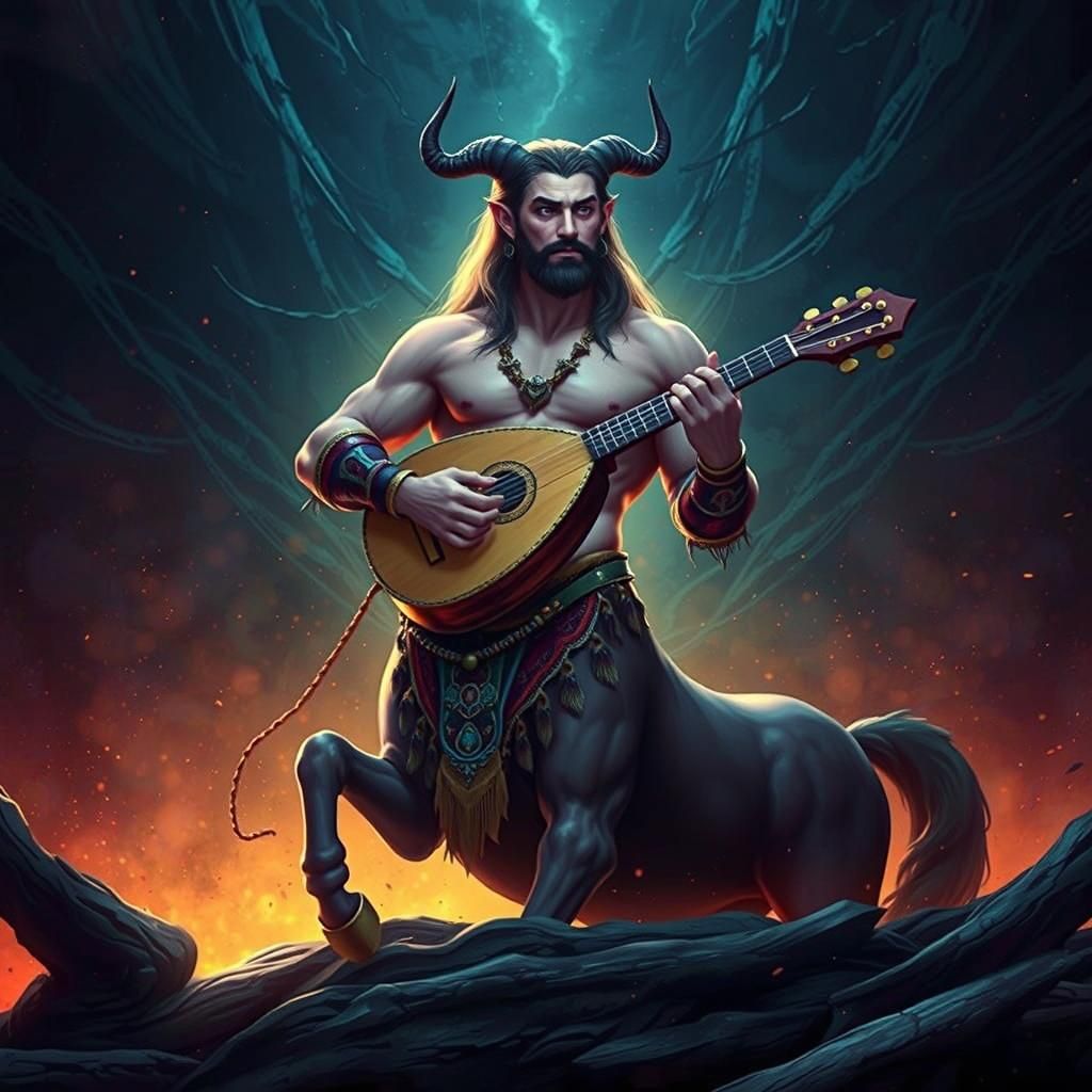 Centaur Playing Lute: Detailed Fantasy Concept Art
