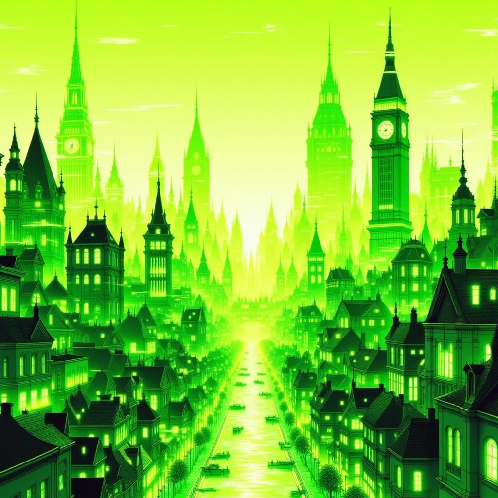 Chartreuse Cityscape in GLiMORiA Style
