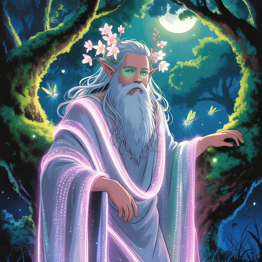 Ethereal Forest God in Art Nouveau Style