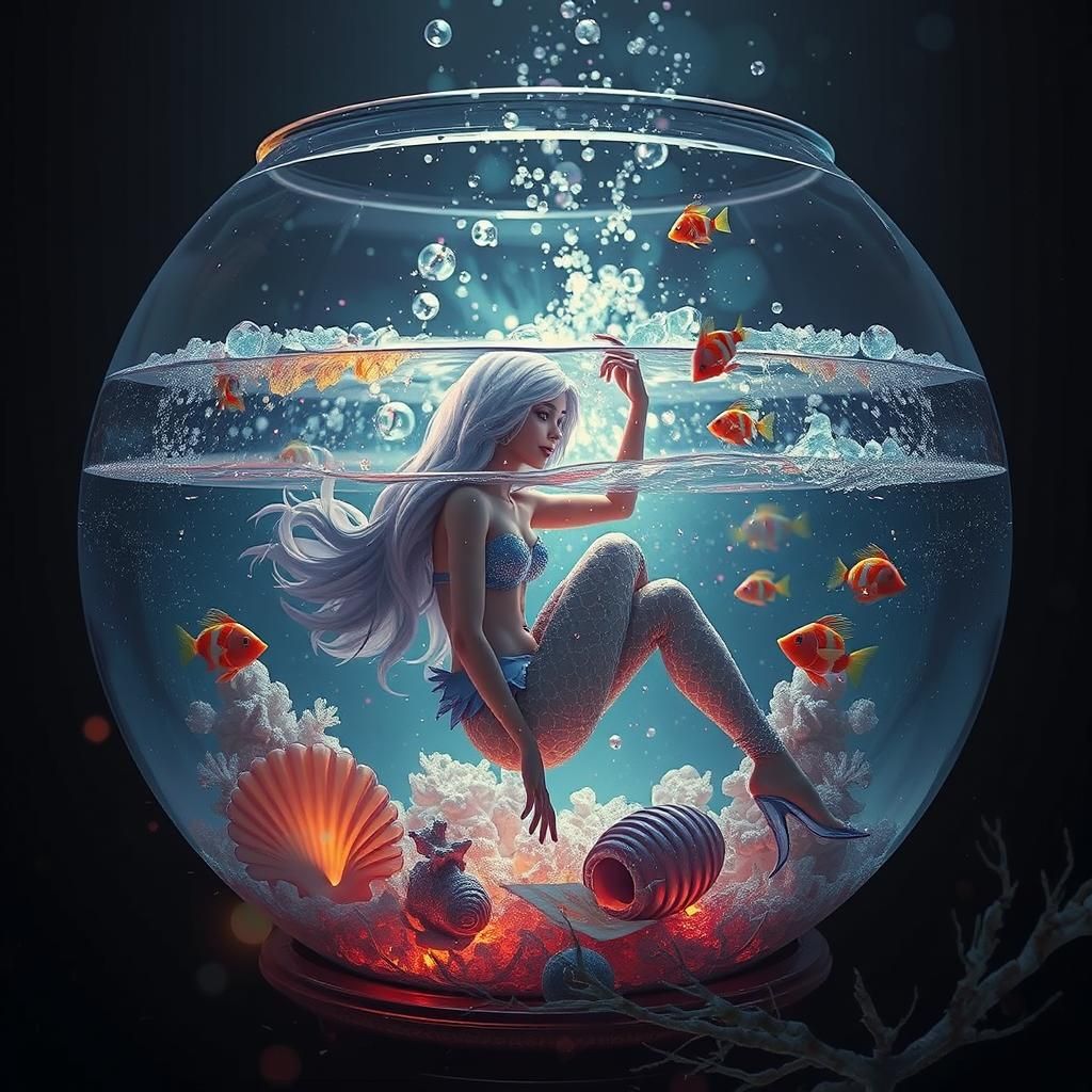 Mermaid Bathing in Fishbowl: 3D Game Cinematic