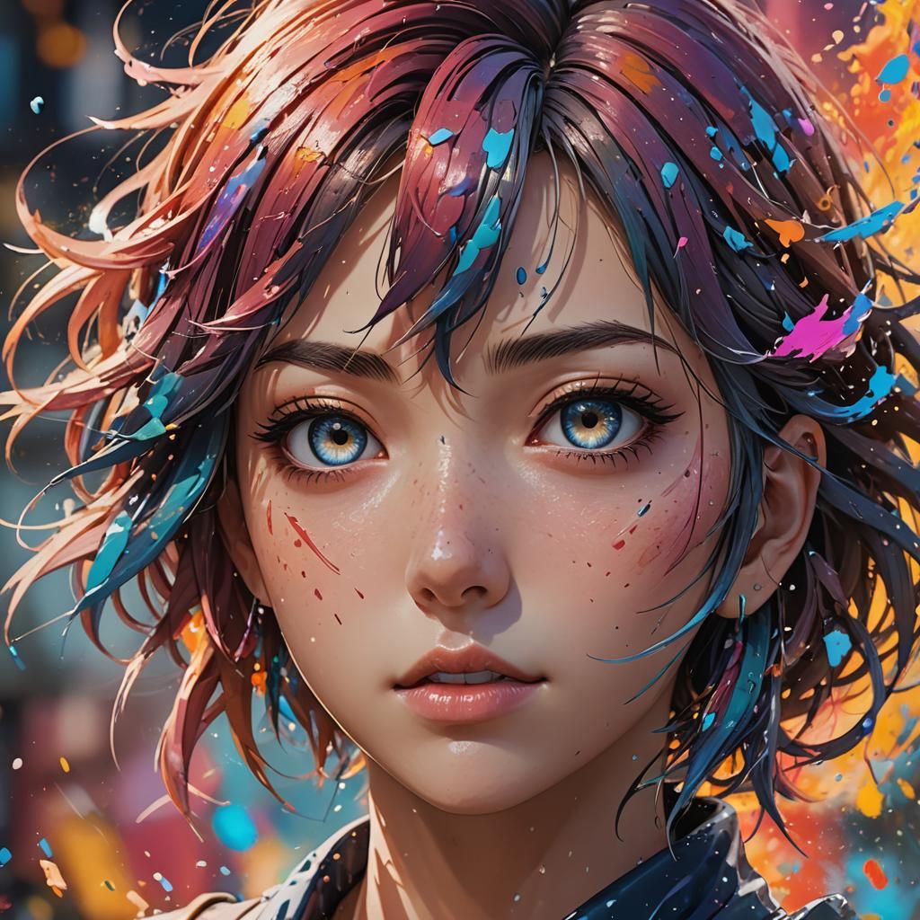 Hyperrealistic Anime Girl Portrait with Dramatic Lighting