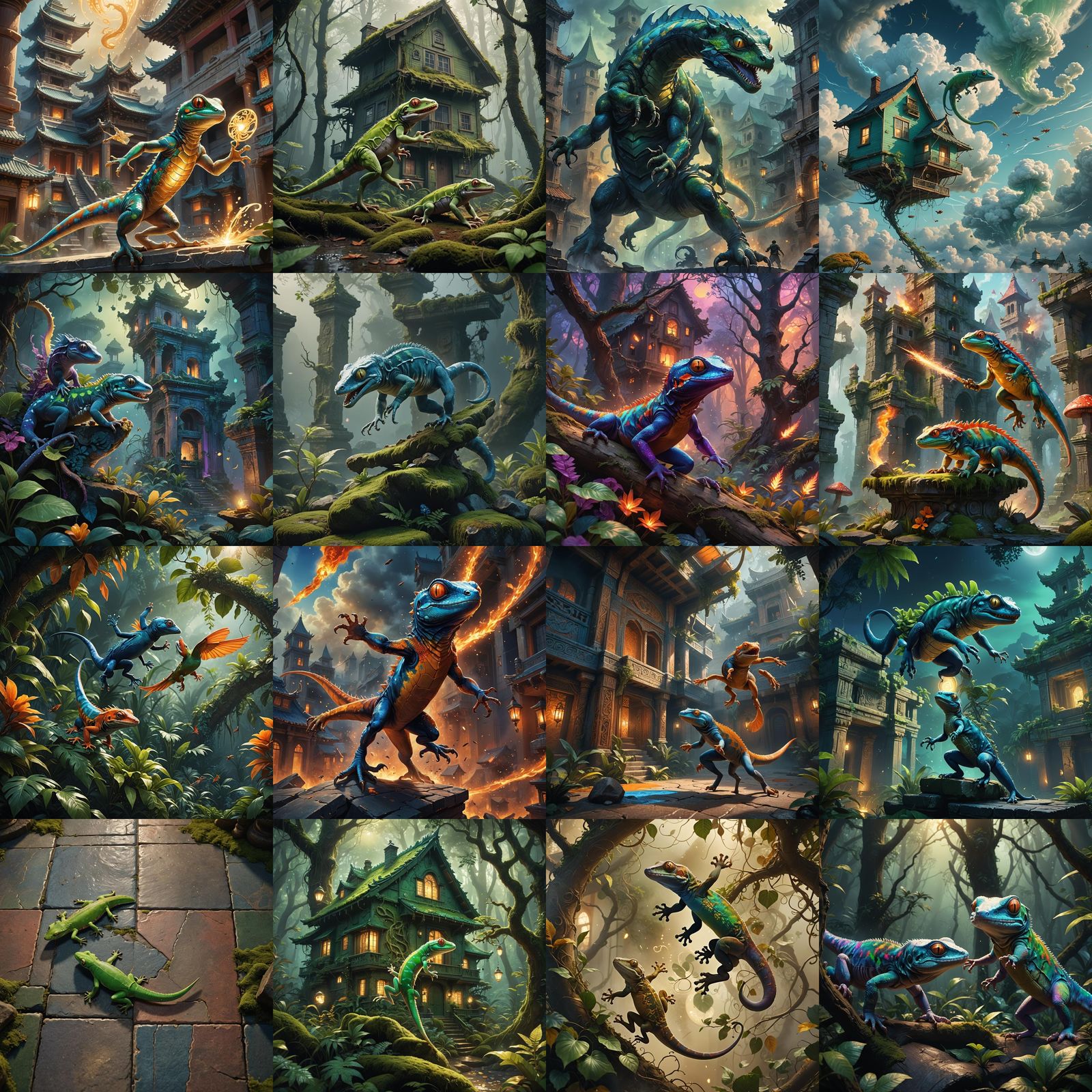 House Geckos in Epic Battle: Fantasy Art