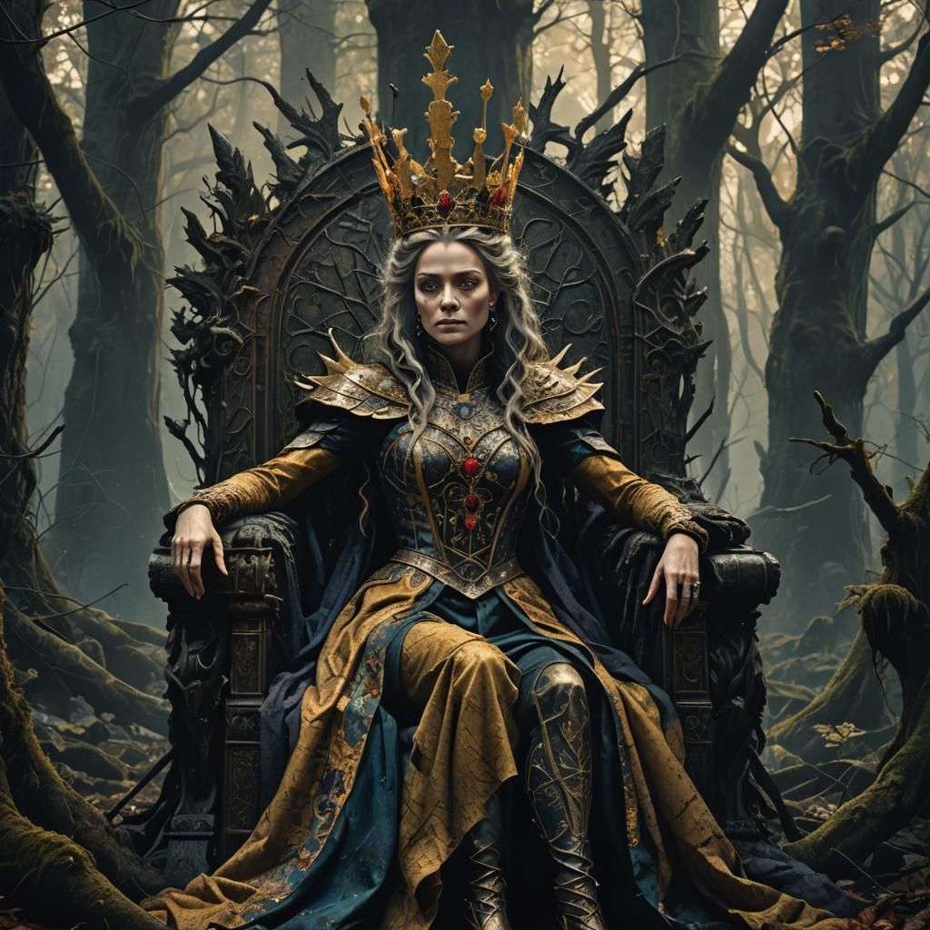Dark Fantasy Queen in Mystical Forest Concept Art
