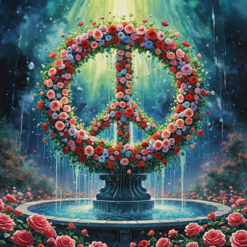 Cosmic Peace Symbol in Watercolor and Oil Painting Style
