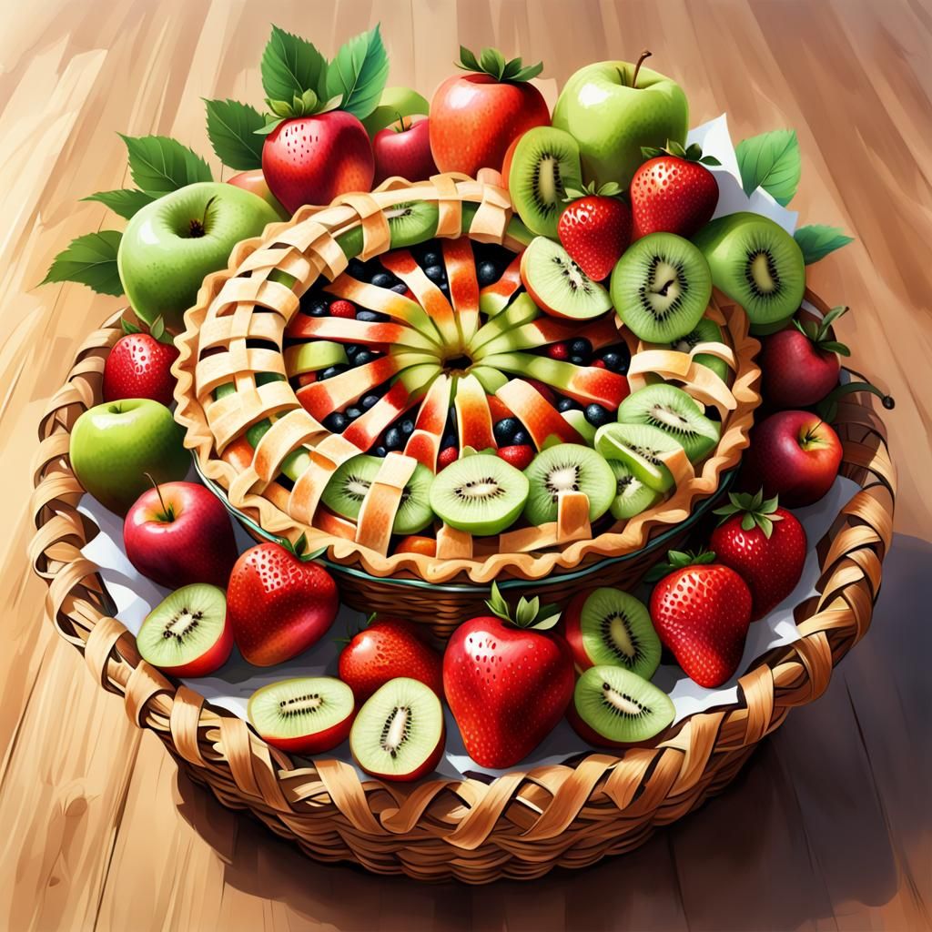 Fruit Basket with Apple Pie, RossDraws Style