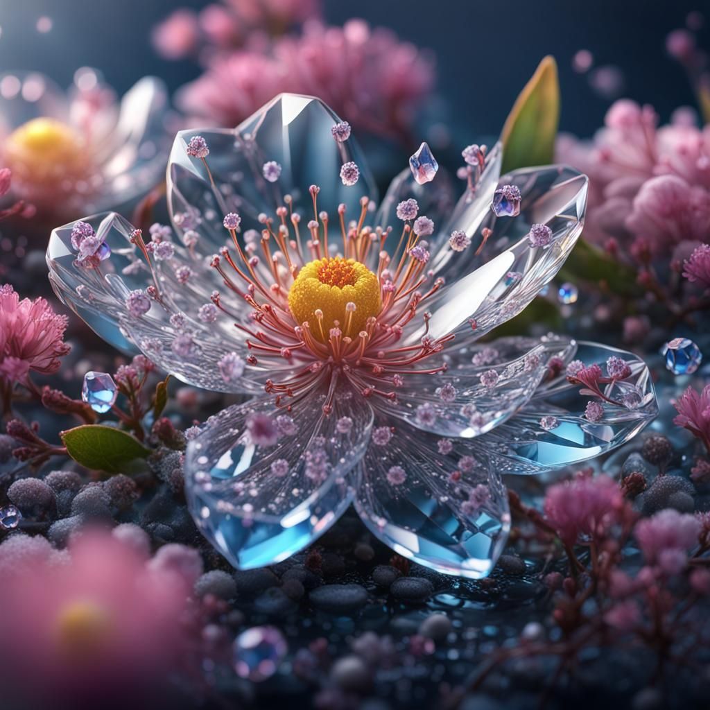 Hyper Detailed Crystal Spring Blossom Macro Photography