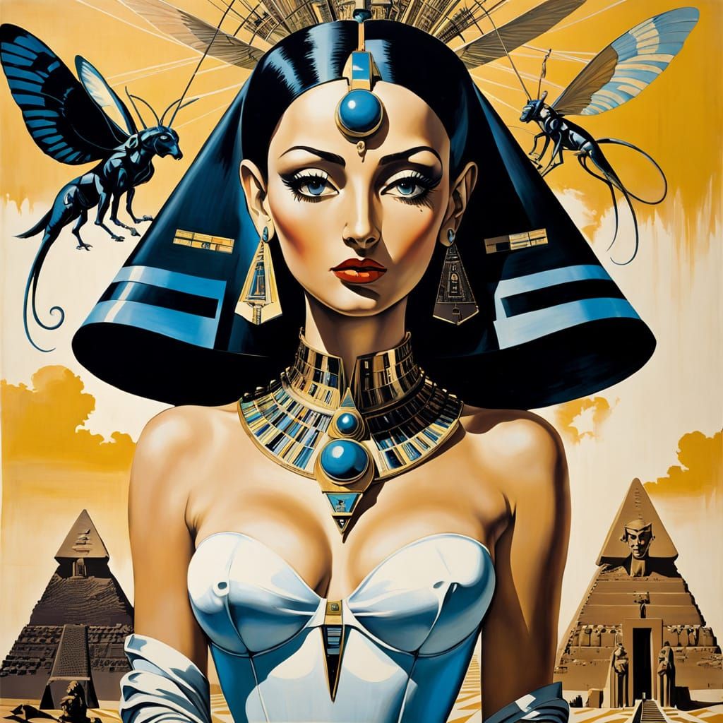 Cyberpunk Sphinx in Dreamy Matrix Landscape