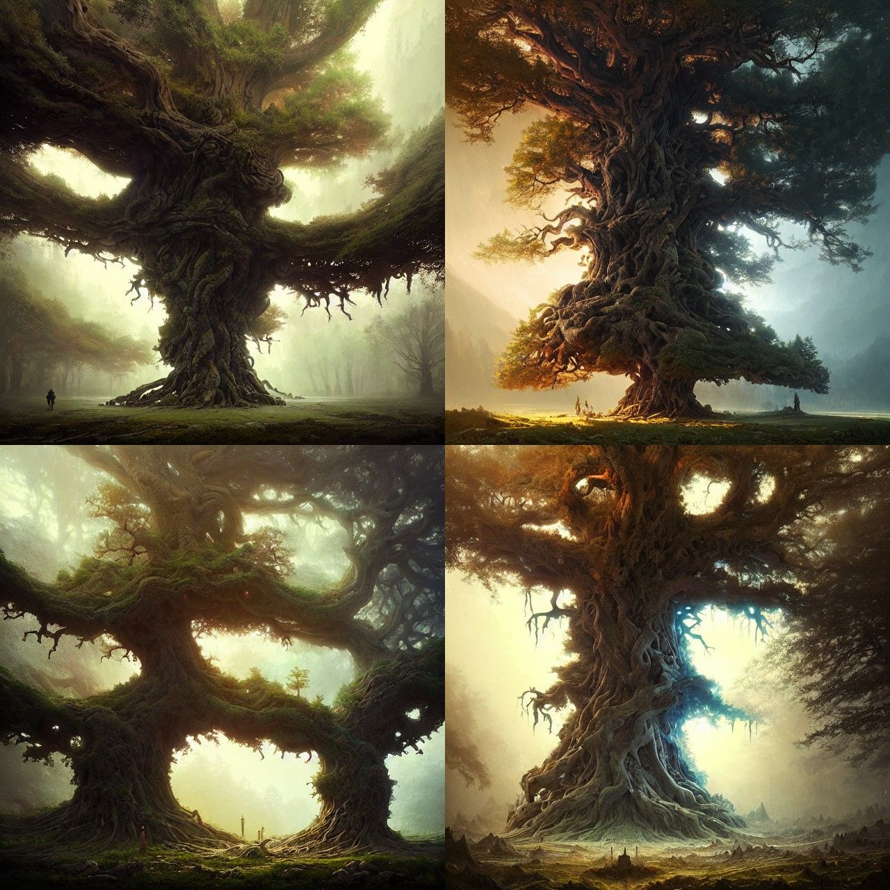 Pagan Monumental Oak Tree Fantasy Art