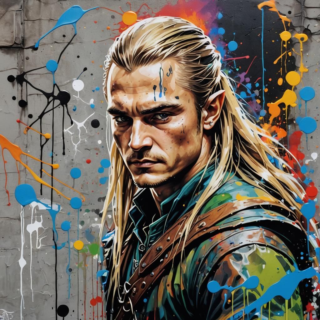 Legolas in Graffiti Splash Art Style