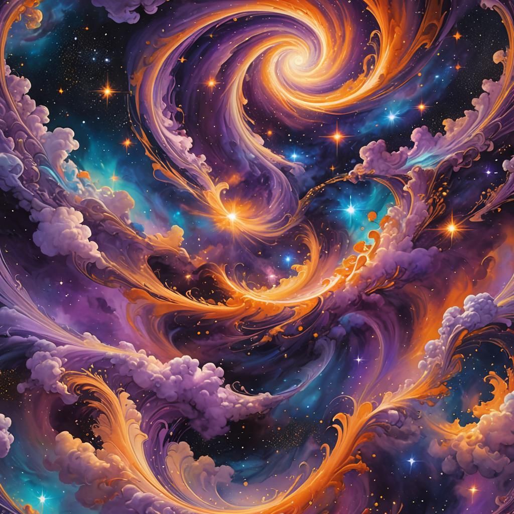 Surreal Cosmic Dreamscape: Celestial Being in Vortex