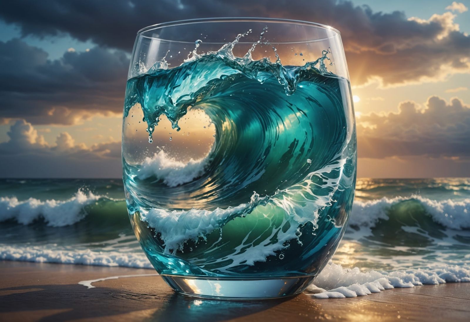 Stormy Sea Captures Glass: Hyperrealistic Concept Art