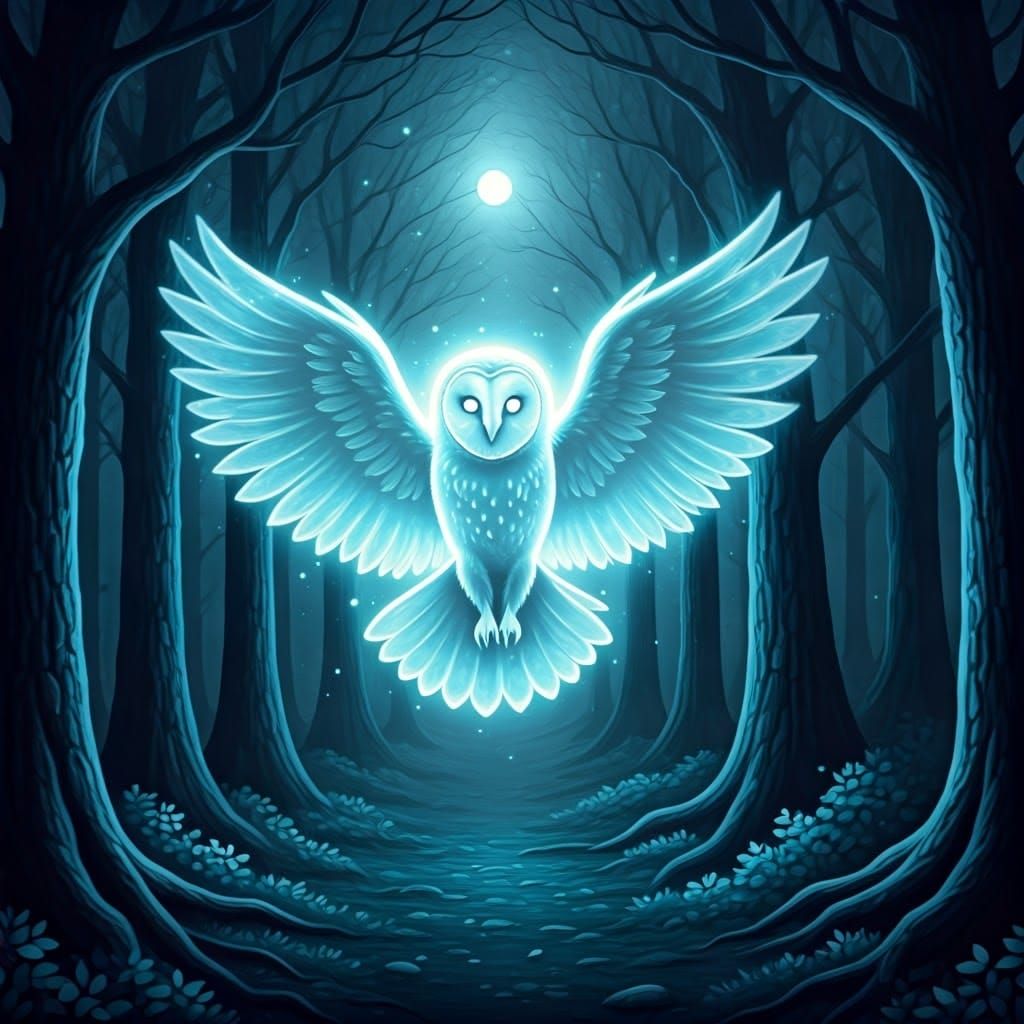 Moonlit Forest Owl Patronus in Ethereal Glow
