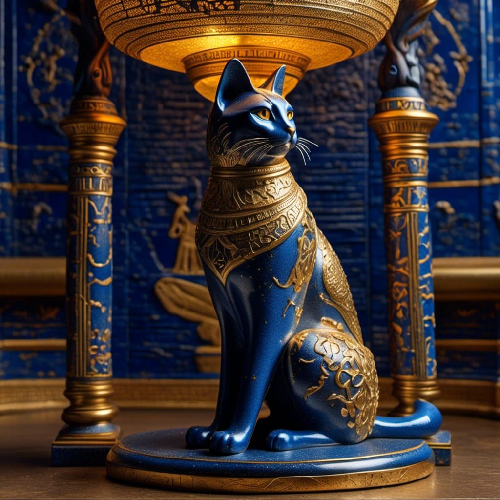 Cobalt Cat Goddess in Her Temple