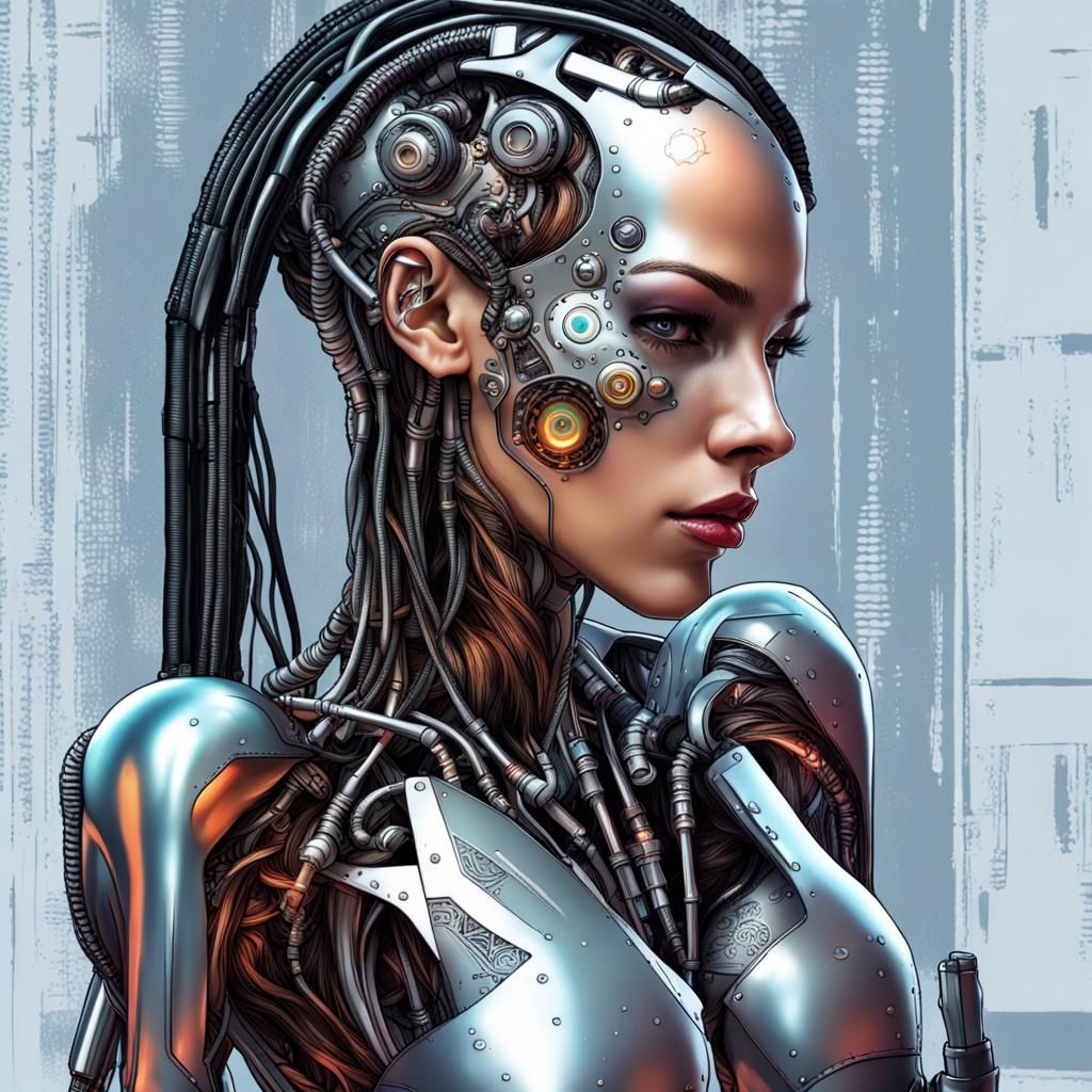 Cybernetic Woman: Digital Art in Cyberpunk Style