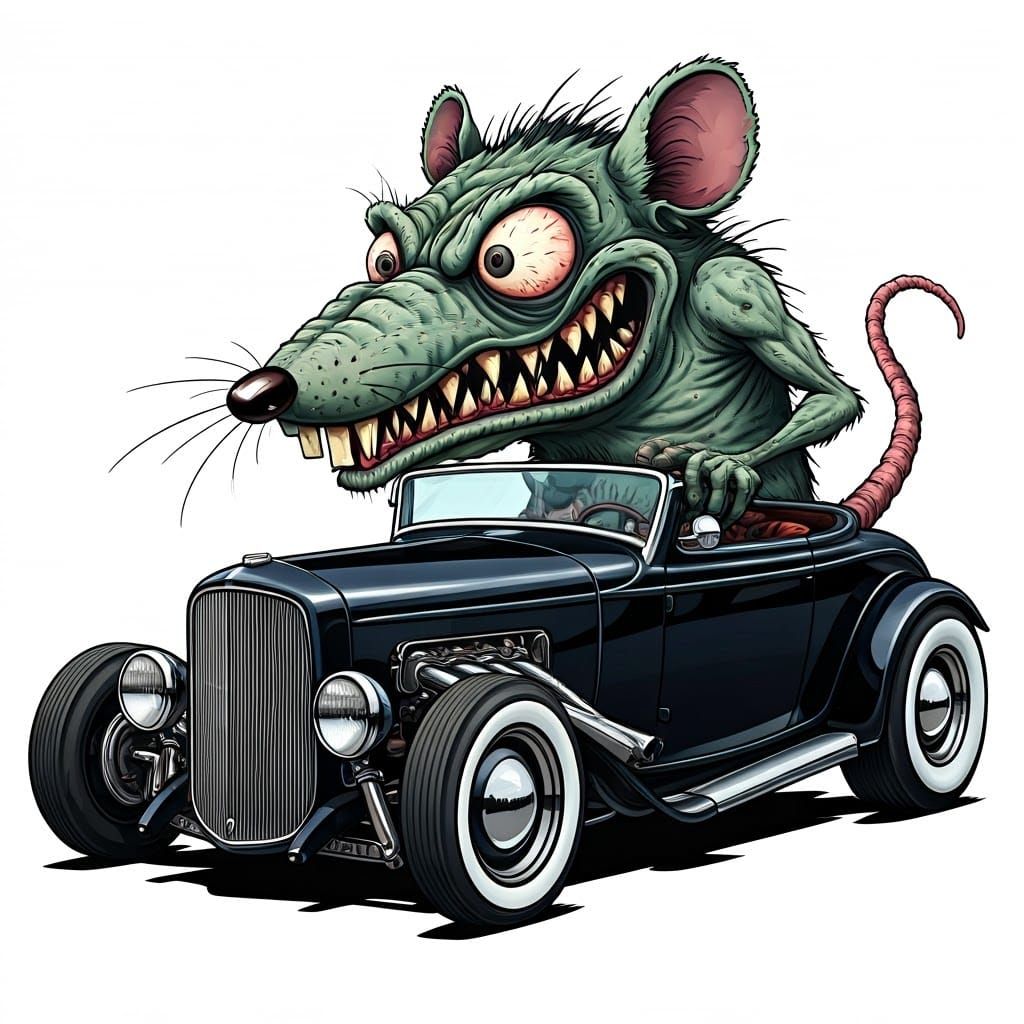 Grotesque Ratfink Hotrod in Kustom Kulture Style