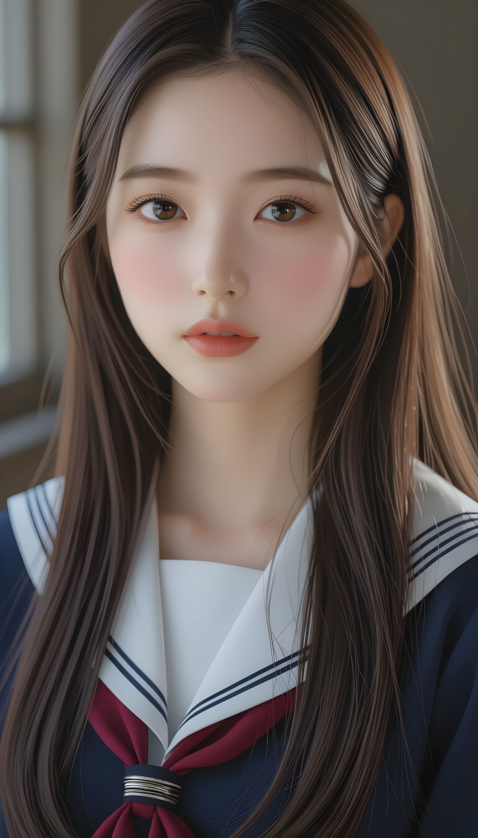 Beautiful Japanese Girl in Sailor Fuku Uniform