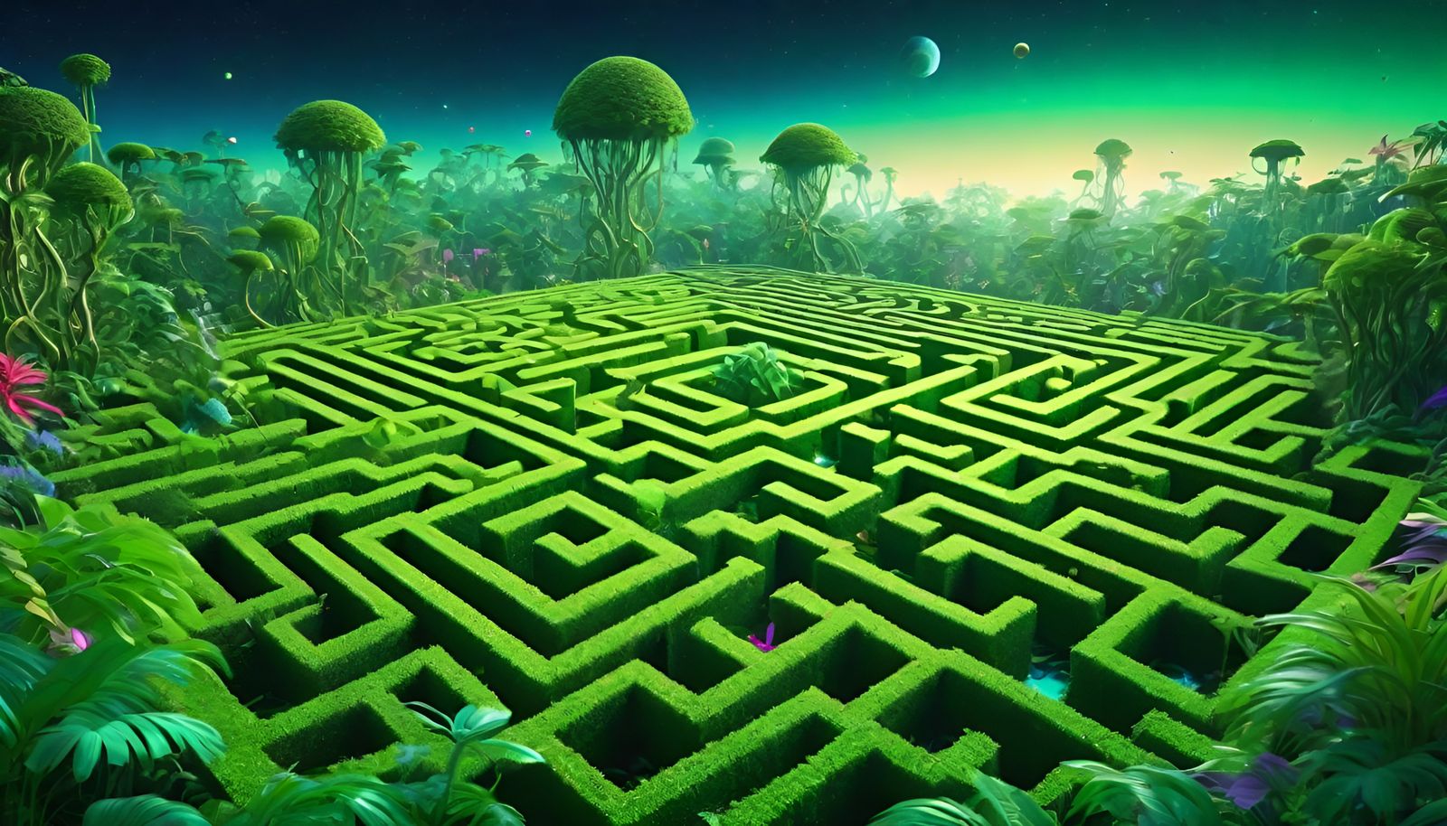 Psychedelic Jungle Maze in a Trippy Wonderland