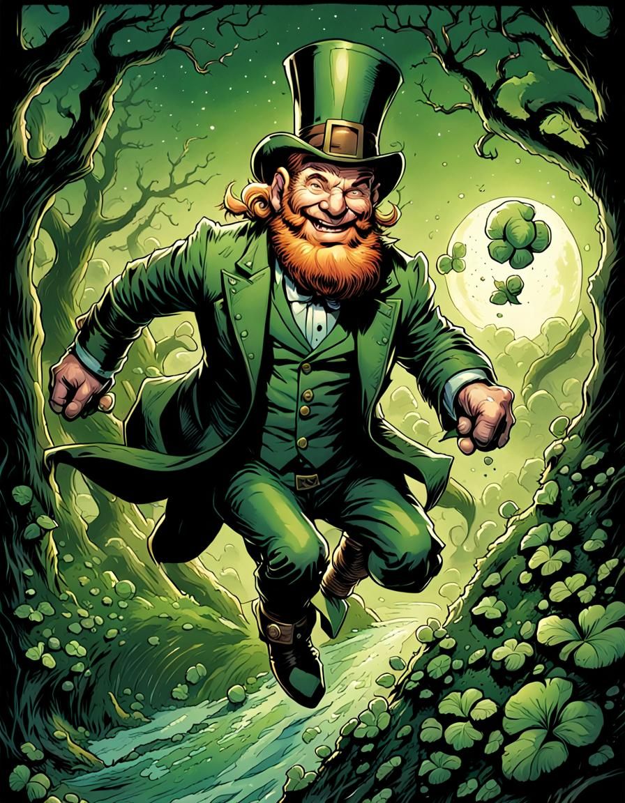 A happy leprechaun Mark Brooks and Dan Mumford, comic book art, perfect, smooth