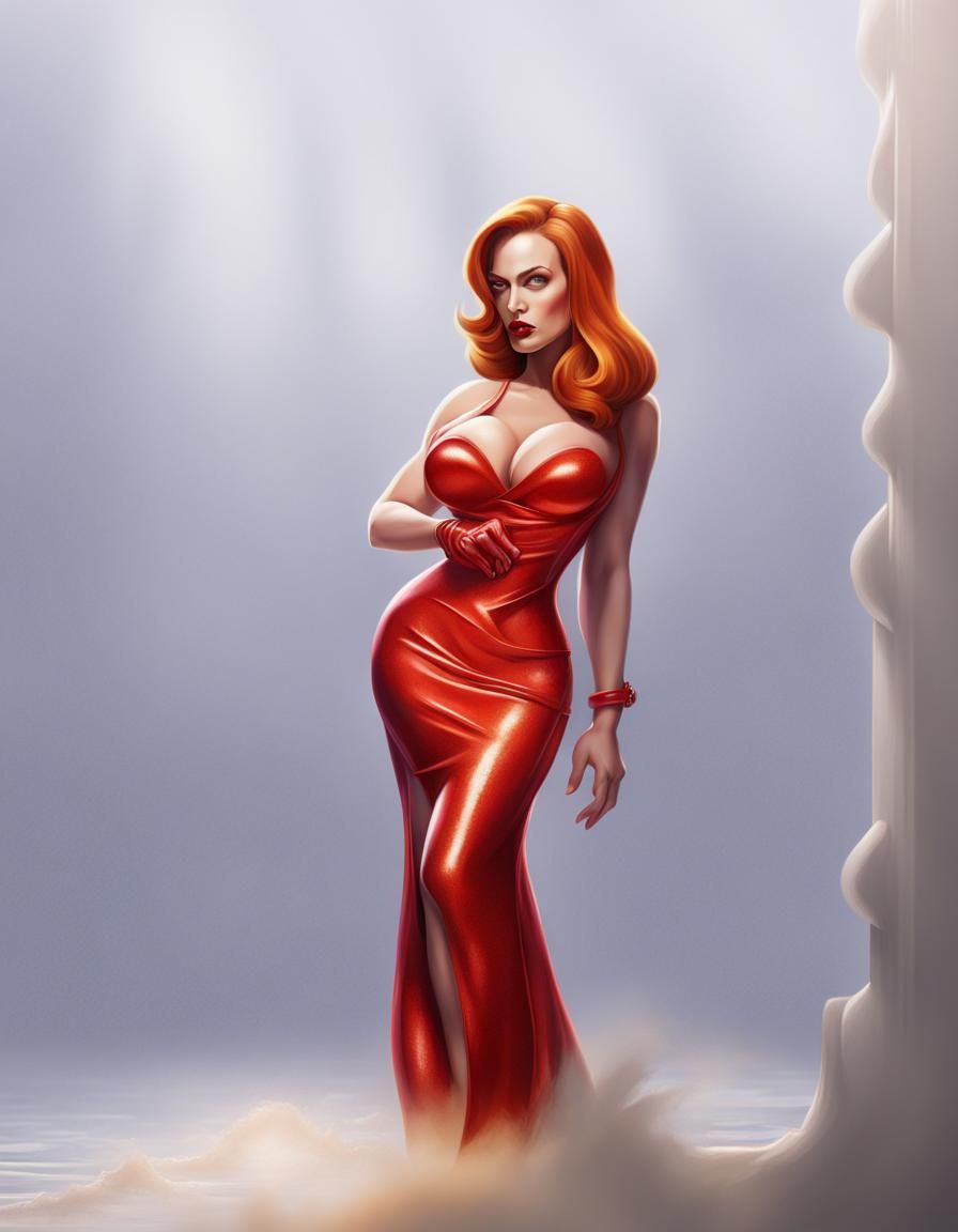 Hyperrealistic Jessica Rabbit Splash Art Portrait