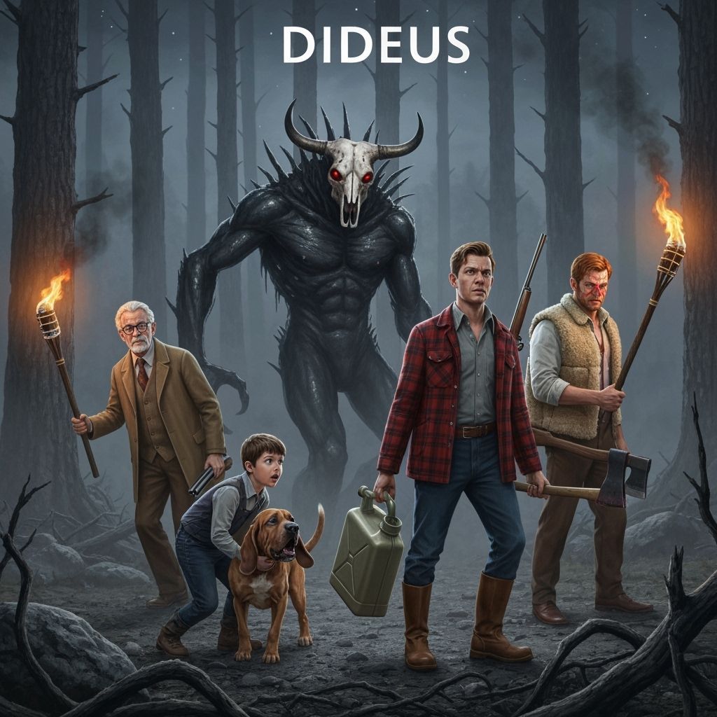 Sci-Fi Book Cover: Monster Encounter in Foggy Forest