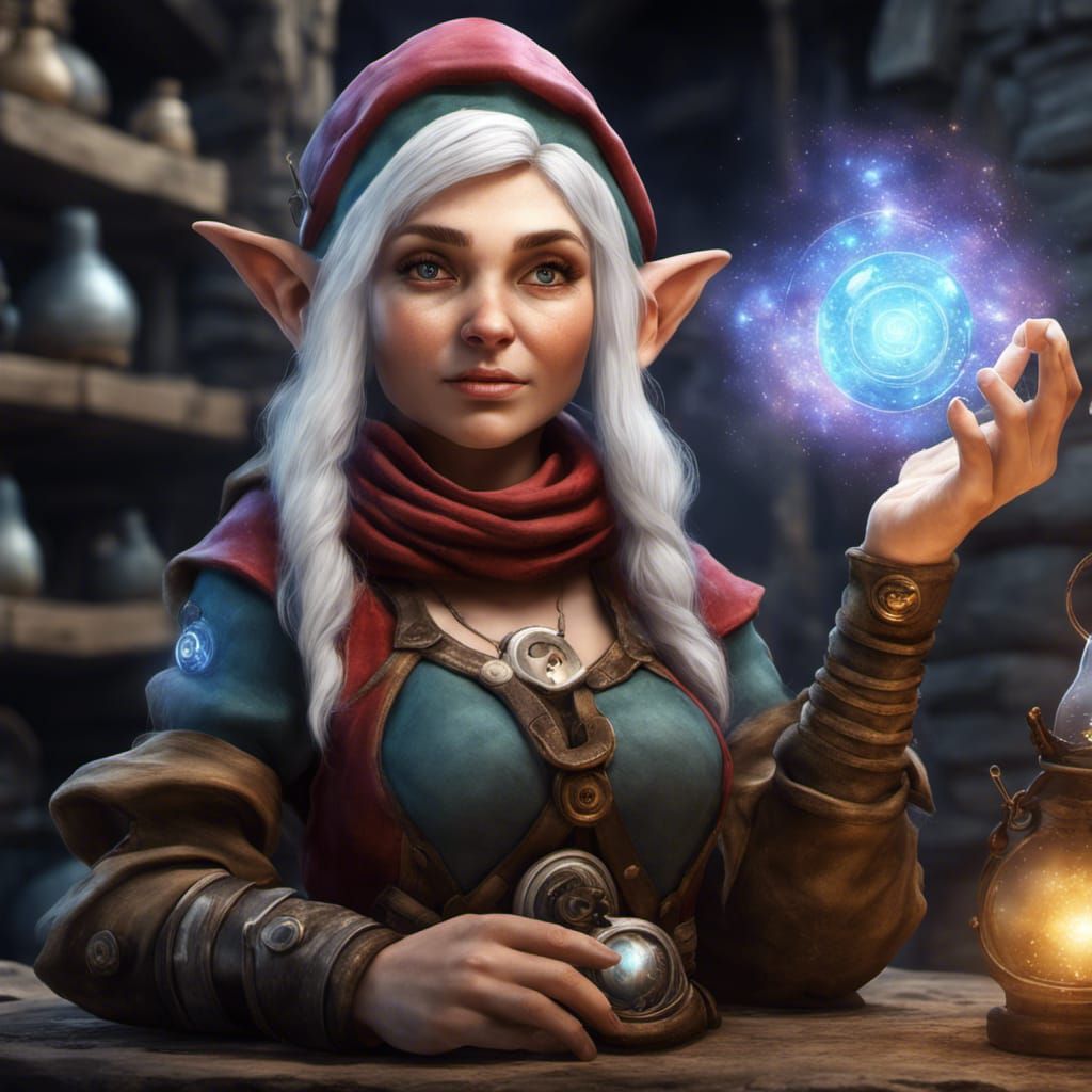 Gnome Artificer with Magic Tech in Photorealistic Style