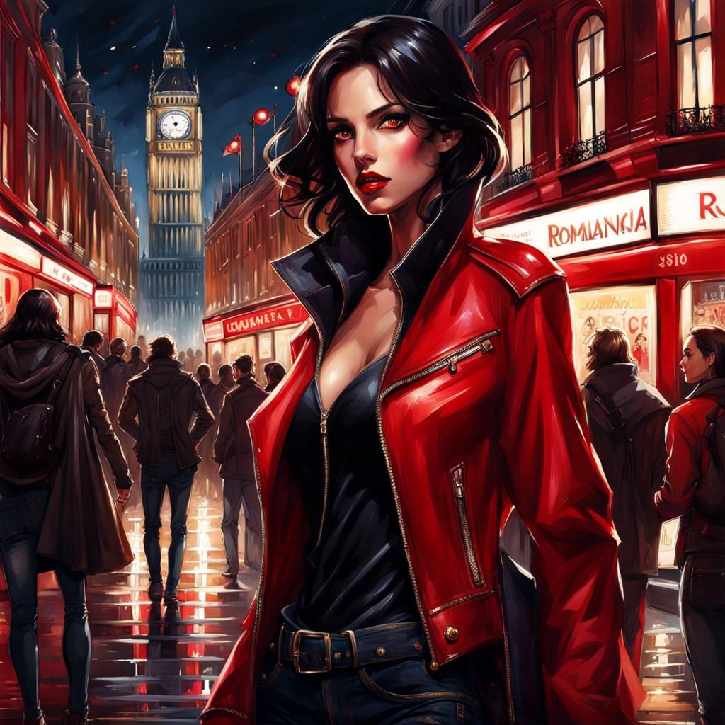 Pretty Spanish Woman in London Night, Splash Art