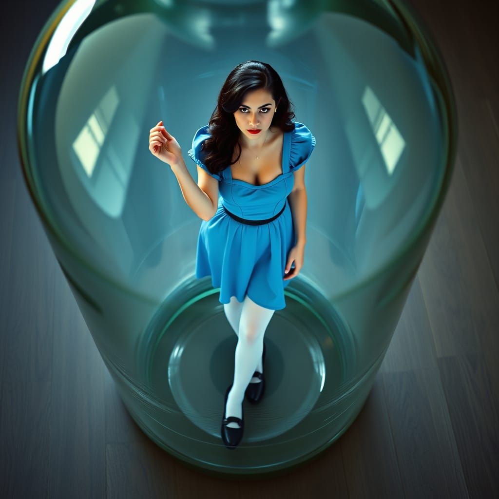 Fit Curvy Woman Trapped in Giant Glass Bottle in Wonderland ...