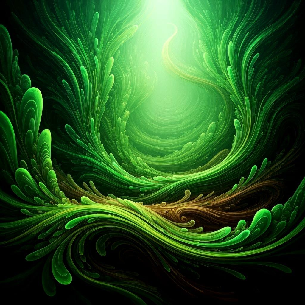 Abstract Green Foliage Landscape Digital Painting